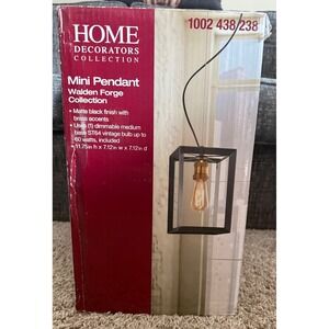 Home Decorators Walden Forge Mini Pendant Black Brass New Industrial Cage Light